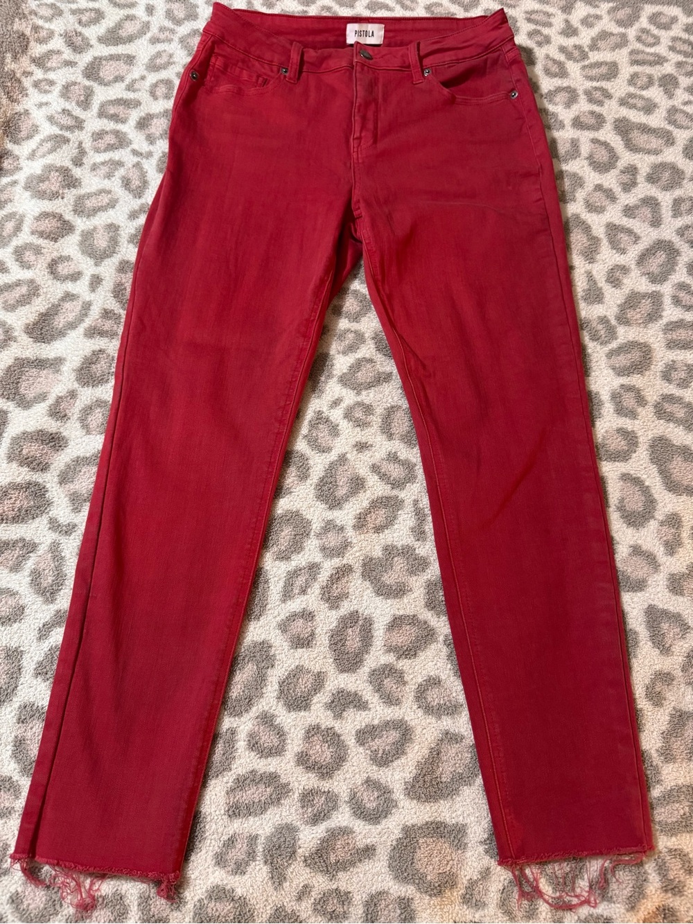 pistola Red Skinny Jeans with Raw Hem